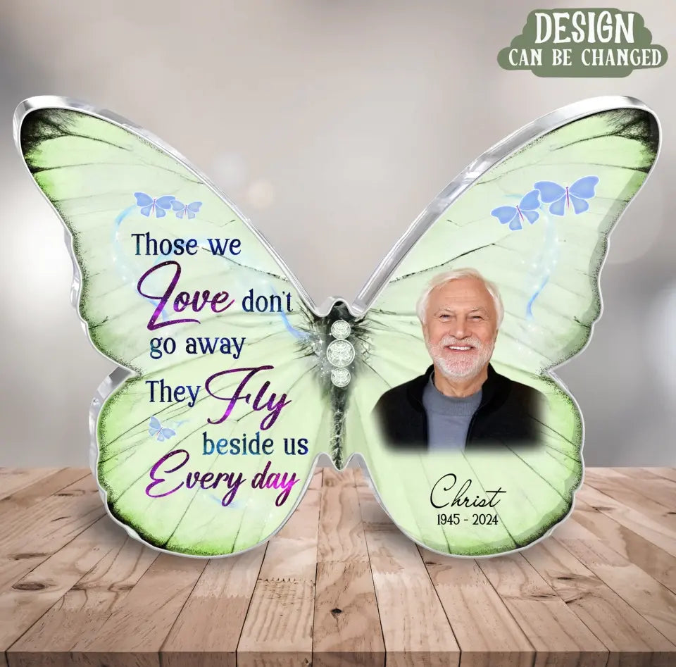 Personalized Memorial Photo Butterfly Acrylic Plaque - Memorial Gift Idea For Family Member - Your Wings Were Ready But My Heart Was Not