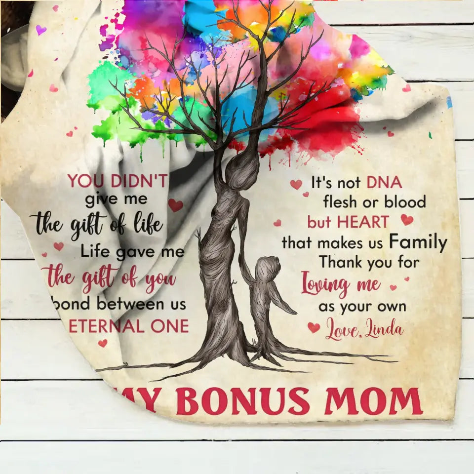 Personalized Bonus Mom Quilt/Fleece Throw Blanket/Pillow Cover - Mother's Day Gift Idea To Mom - Life Gave Us The Gift Of You