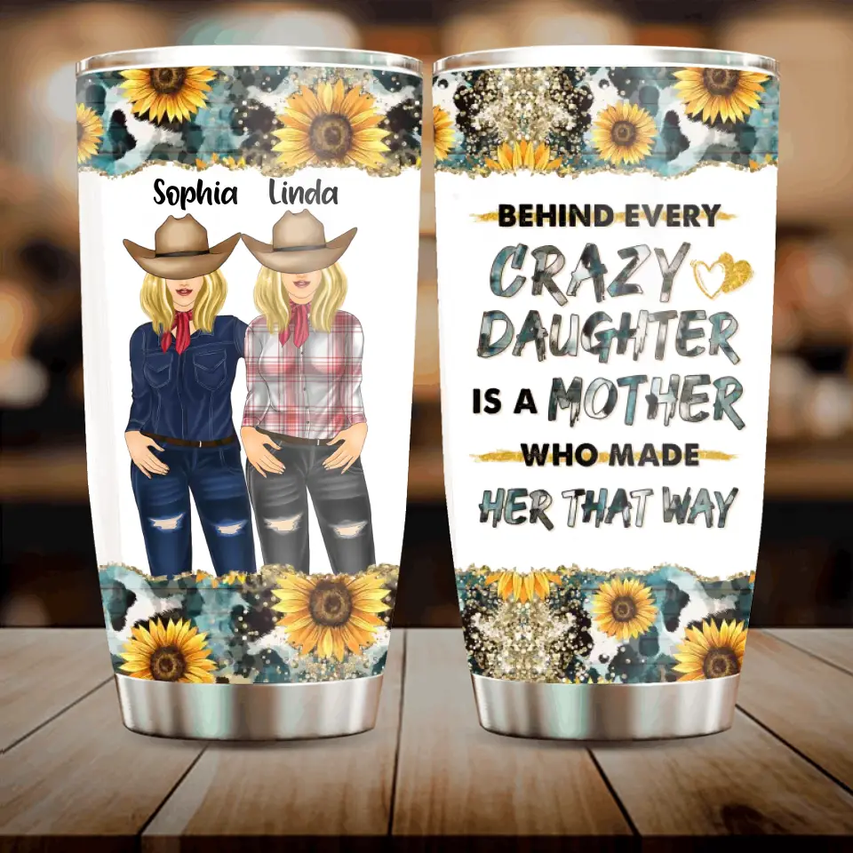 Personalized Mom & Daughter Horse Tumbler - Gift Idea For Horse Lover/Mother's Day - Behind Every Crazy Daughter