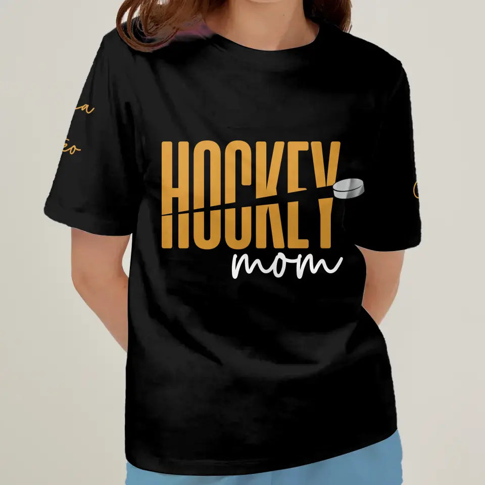 Personalized Hockey Mom AOP T-Shirt - Mother's Day Gift Idea for Mom/Grandma