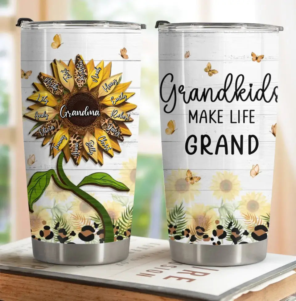 Personalized Grandma Tumbler - Up to 15 Kids - Mother's Day Gift Idea For Grandma - Grandkids Make Life Grand