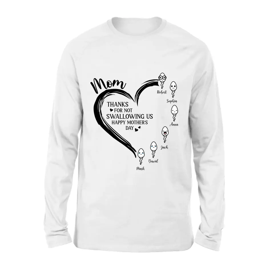 Personalized Mom Shirt/Hoodie - Up to 6 Kids - Mother's Day Gift Idea - Thanks For Not Swallowing Us