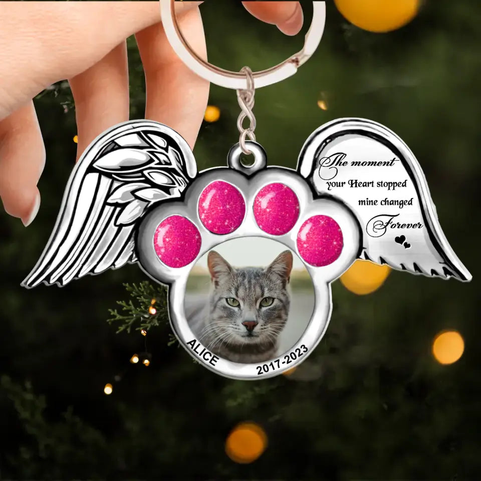 Personalized Memorial Cat Wings Aluminum/Acrylic Ornament - Memorial Gift Idea For Christmas - Upload Pet Photo - Angels Don't Always Have Wings Sometimes They Have Whiskers