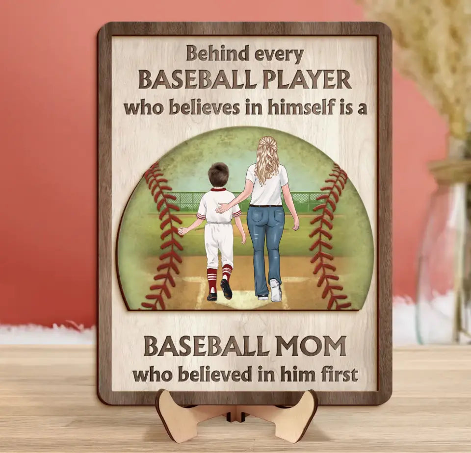 Personalized Baseball Mom 2 Layered Wooden Art - Gift Idea for Mom/Daughter/Son/Baseball Player