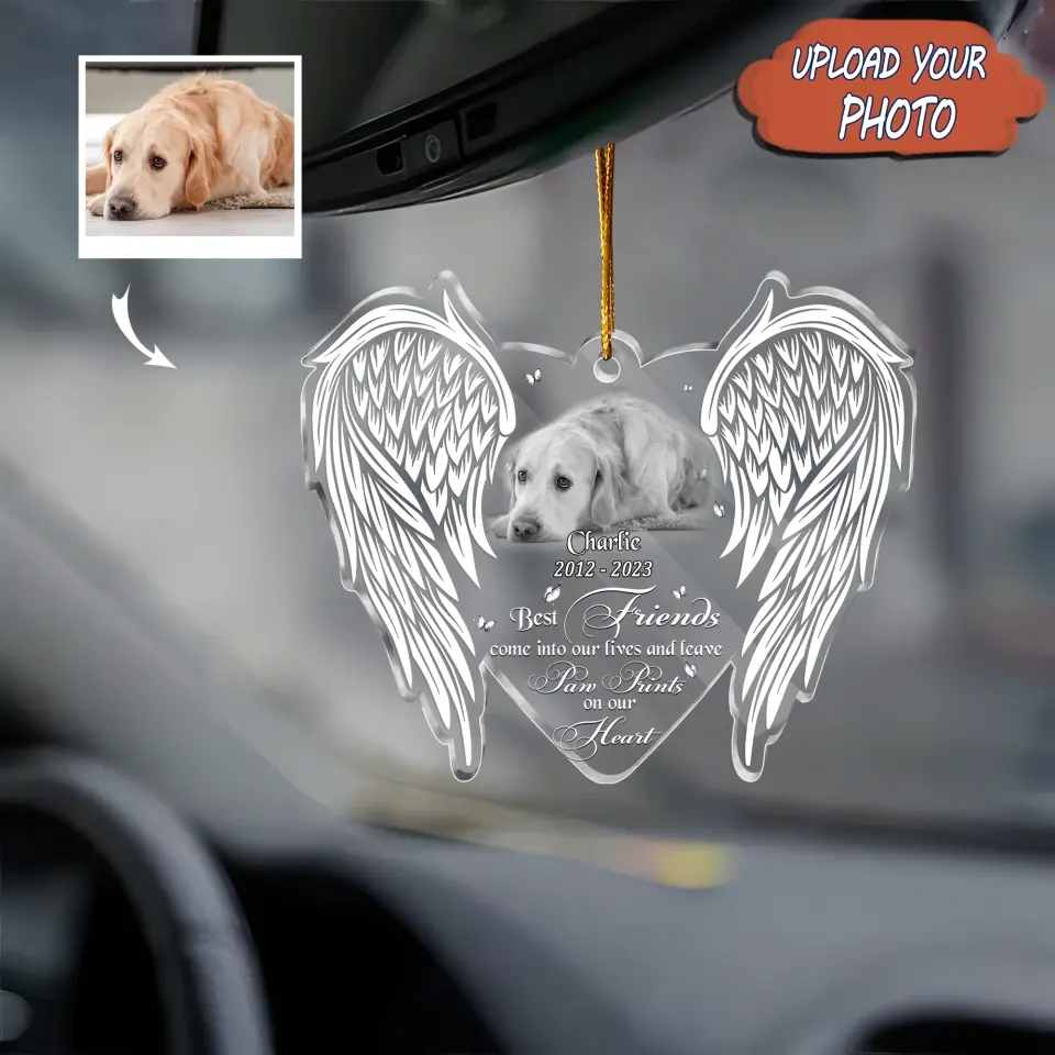 Personalized Memorial Pet Photo Acrylic Ornament - Memorial Gift Idea for Pet Owners - God Has You In His Arms I Have You In My Heart
