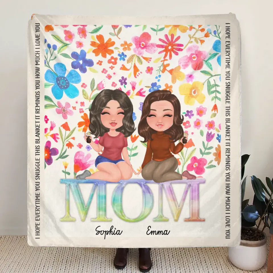 Personalized Mom & Daughter Quilt/Fleece Throw Blanket - Mother's Day Gift Idea To Mom - We Love You