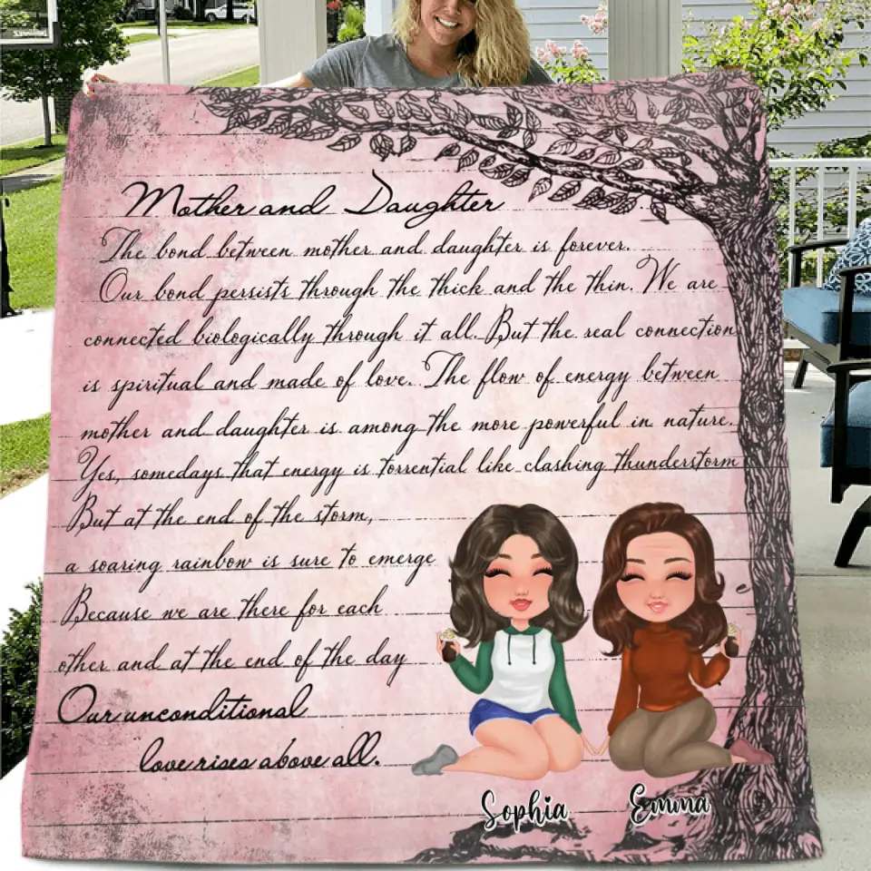 Personalized Mom & Daughter Quilt/Fleece Throw Blanket - Mother's Day Gift Idea To Mom - Our Unconditional Love Rises Above All