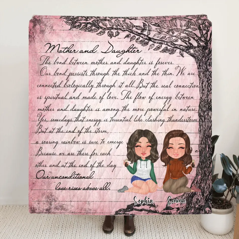 Personalized Mom & Daughter Quilt/Fleece Throw Blanket - Mother's Day Gift Idea To Mom - Our Unconditional Love Rises Above All