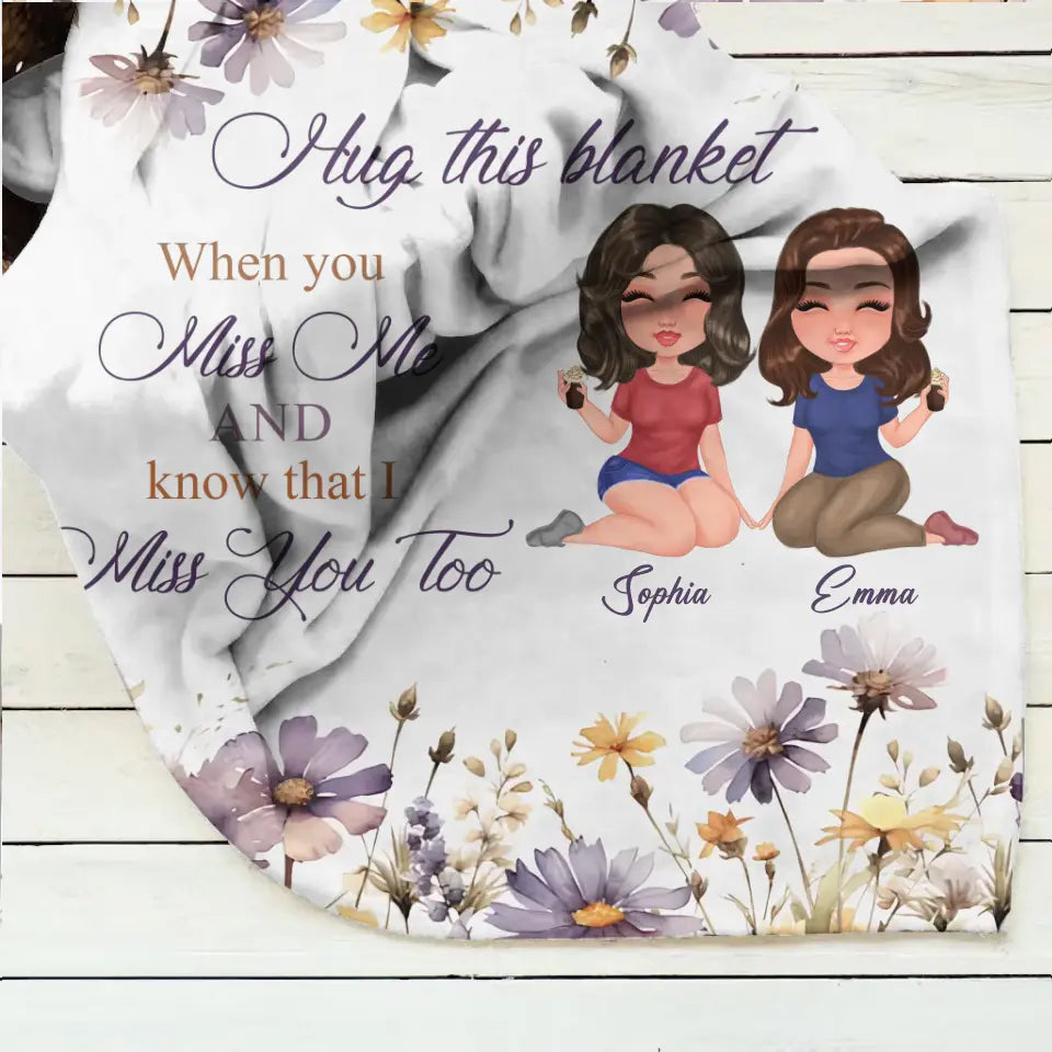Personalized Mom & Daughter Quilt/Fleece Throw Blanket - Mother's Day Gift Idea For Mom - Hug This Blanket