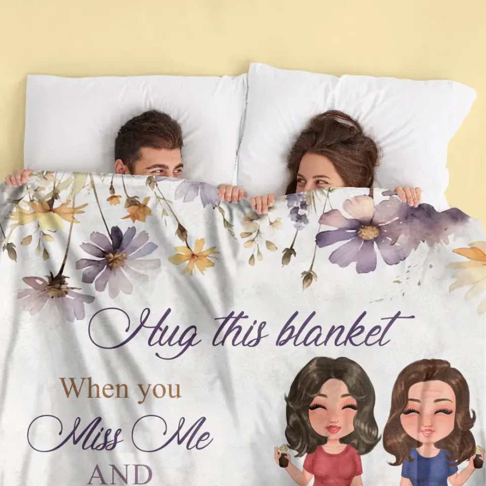 Personalized Mom & Daughter Quilt/Fleece Throw Blanket - Mother's Day Gift Idea For Mom - Hug This Blanket