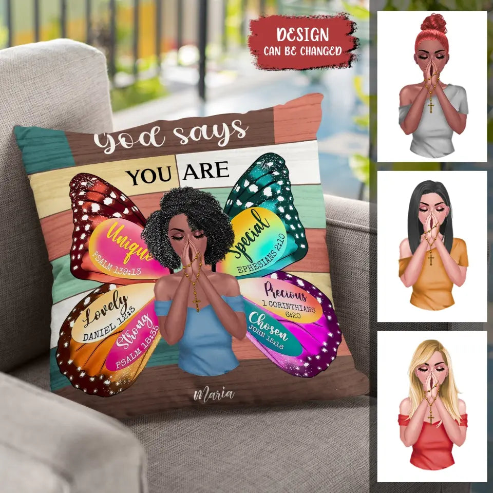 Personalized Prayer Pillow Cover - Inspiration Religious Gifts Idea - God Says You Are Special Ephesians