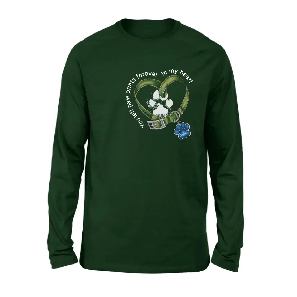 Personalized Dog T-shirt/Hoodie - Memorial Gift Idea For Dog Lover/Father's Day/Mother's Day - You Left Paw Prints Forever In My Heart