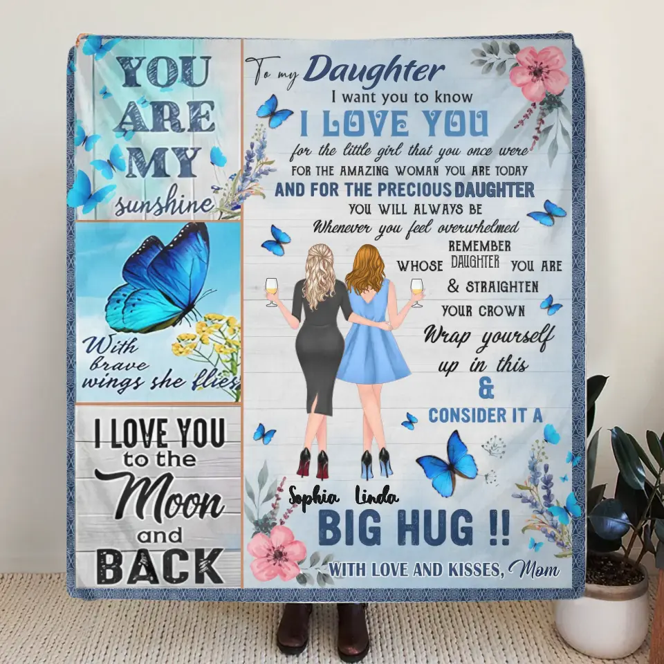 Personalized To My Daughter Quilt/Fleece Throw Blanket - Gift Idea From Mother To Daughter - You're My Sunshine