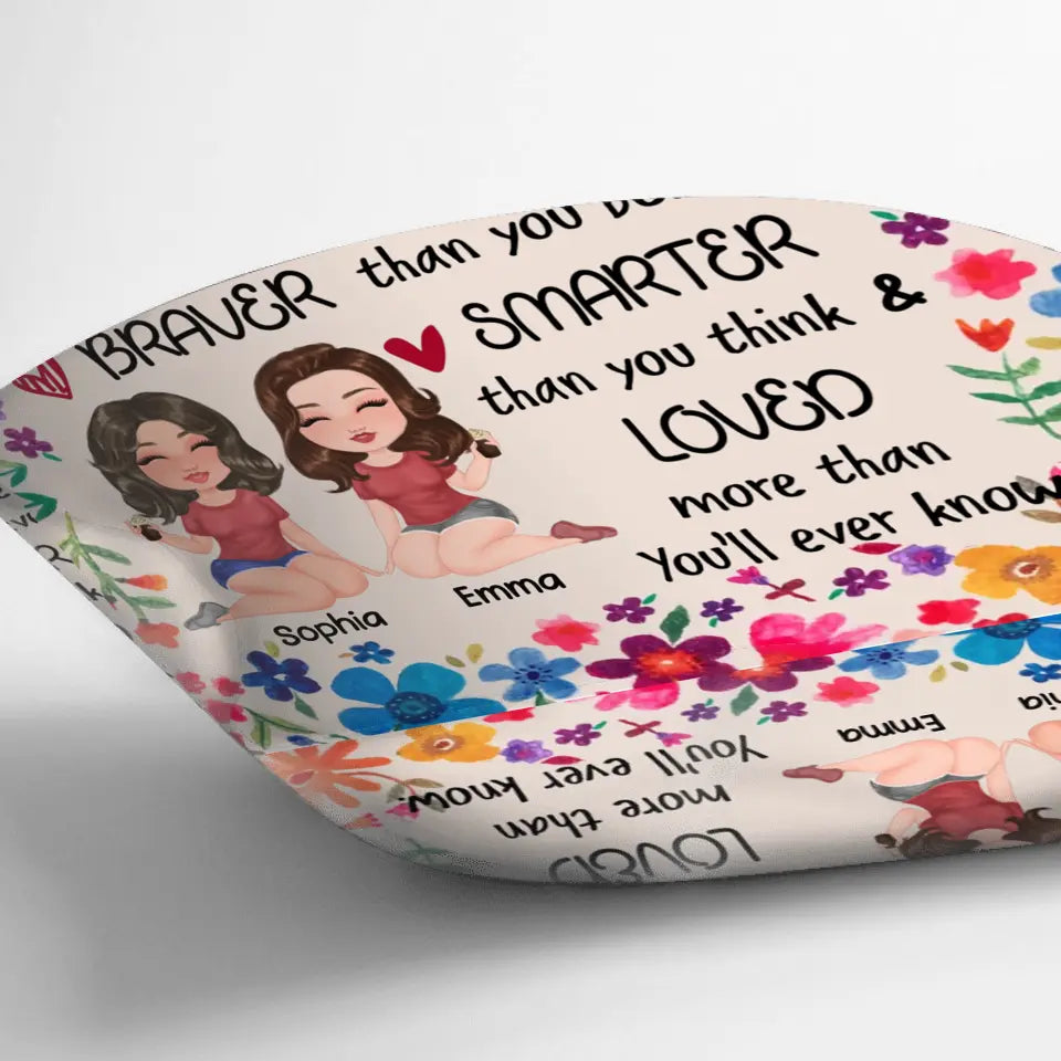 Personalized Bonus Mother & Daughter Pillow Cover - Mother's Day Gift Idea To Daughter - Always Remember That You Are Braver Than You Believe