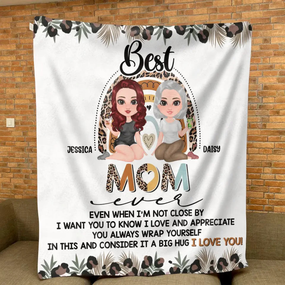 Personalized Mom Fleece Throw/Quilt Blanket - Mom with up to 3 Children - Mother's Day Gift Idea - Best Mom Ever