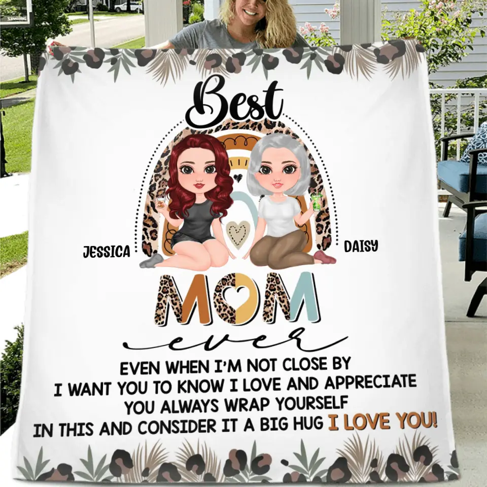 Personalized Mom Fleece Throw/Quilt Blanket - Mom with up to 3 Children - Mother's Day Gift Idea - Best Mom Ever