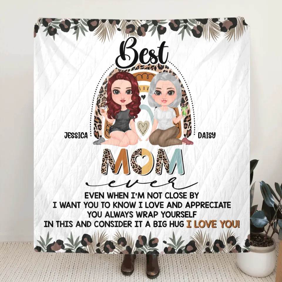 Personalized Mom Fleece Throw/Quilt Blanket - Mom with up to 3 Children - Mother's Day Gift Idea - Best Mom Ever