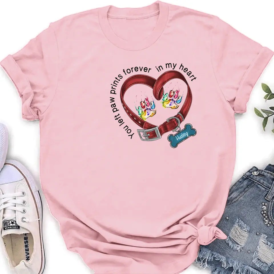 Personalized Dog Collar Rainbow Print Shirt/Hoodie - Gift Idea For Dog Lover/Mother's Day/Father's Day - You Left Paw Prints Forever In My Heart