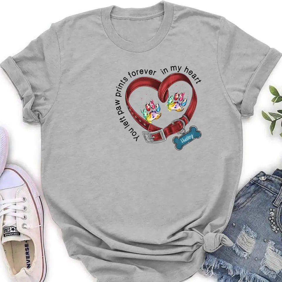 Personalized Dog Collar Rainbow Print Shirt/Hoodie - Gift Idea For Dog Lover/Mother's Day/Father's Day - You Left Paw Prints Forever In My Heart