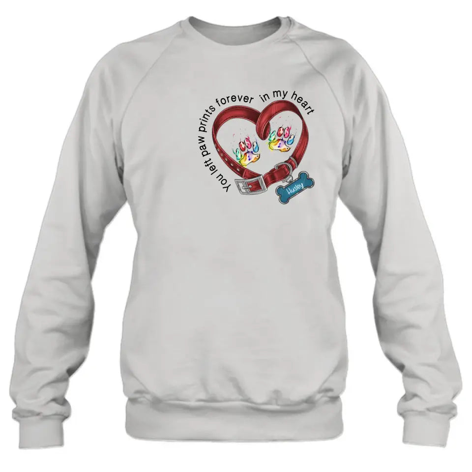 Personalized Dog Collar Rainbow Print Shirt/Hoodie - Gift Idea For Dog Lover/Mother's Day/Father's Day - You Left Paw Prints Forever In My Heart