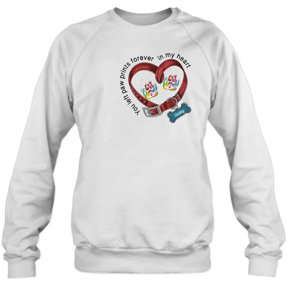 Personalized Dog Collar Rainbow Print Shirt/Hoodie - Gift Idea For Dog Lover/Mother's Day/Father's Day - You Left Paw Prints Forever In My Heart