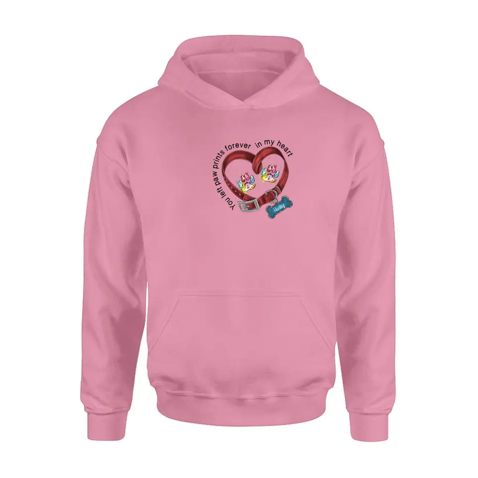 Personalized Dog Collar Rainbow Print Shirt/Hoodie - Gift Idea For Dog Lover/Mother's Day/Father's Day - You Left Paw Prints Forever In My Heart