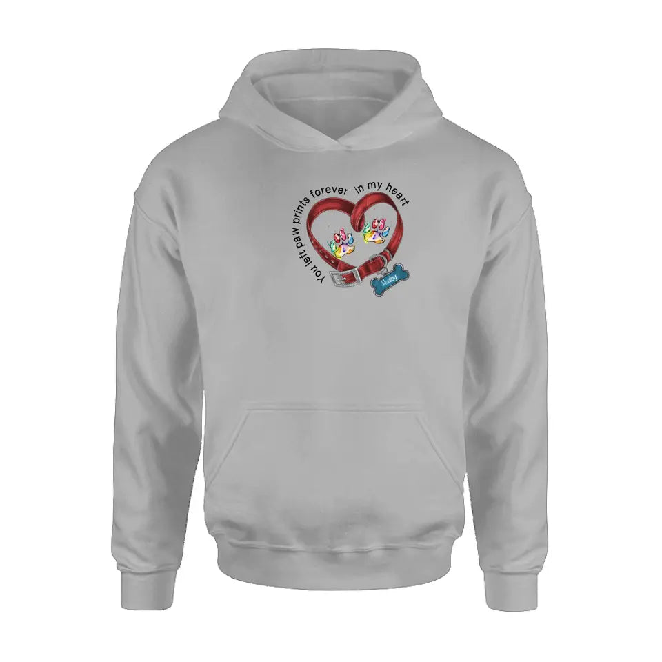 Personalized Dog Collar Rainbow Print Shirt/Hoodie - Gift Idea For Dog Lover/Mother's Day/Father's Day - You Left Paw Prints Forever In My Heart