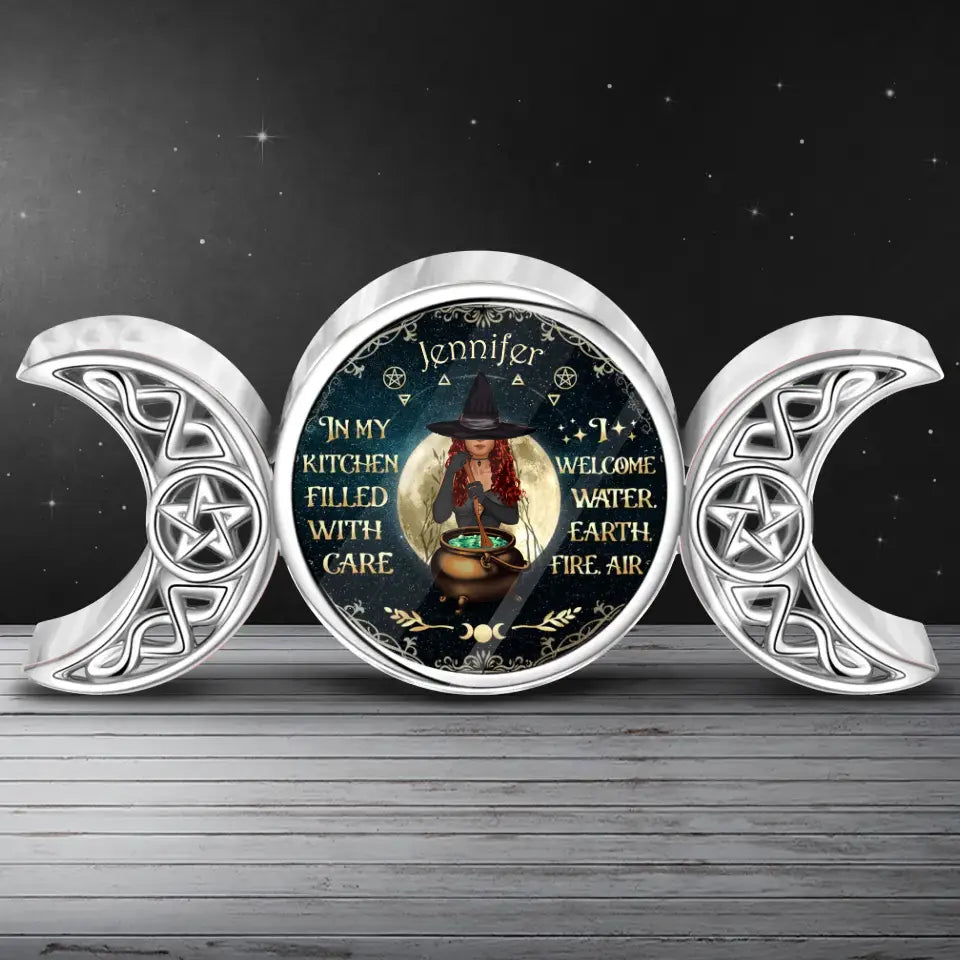 Personalized Witch Acrylic Plaque - Gift Idea for Witch Lovers/Wicca Decor/Pagan Decor - In My Kitchen Filled With Care I Welcome Water, Earth, Fire, Air