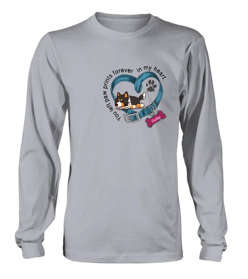 Personalized Memorial Dog Collar Shirt/Hoodie - Gift Idea For Dog Lover/Mother's Day/Father's Day - You Left Paw Prints Forever In My Heart