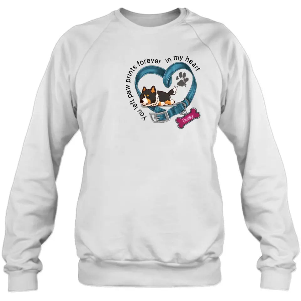 Personalized Memorial Dog Collar Shirt/Hoodie - Gift Idea For Dog Lover/Mother's Day/Father's Day - You Left Paw Prints Forever In My Heart