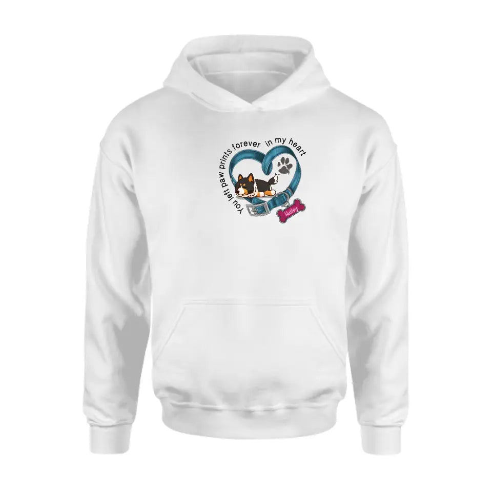 Personalized Memorial Dog Collar Shirt/Hoodie - Gift Idea For Dog Lover/Mother's Day/Father's Day - You Left Paw Prints Forever In My Heart
