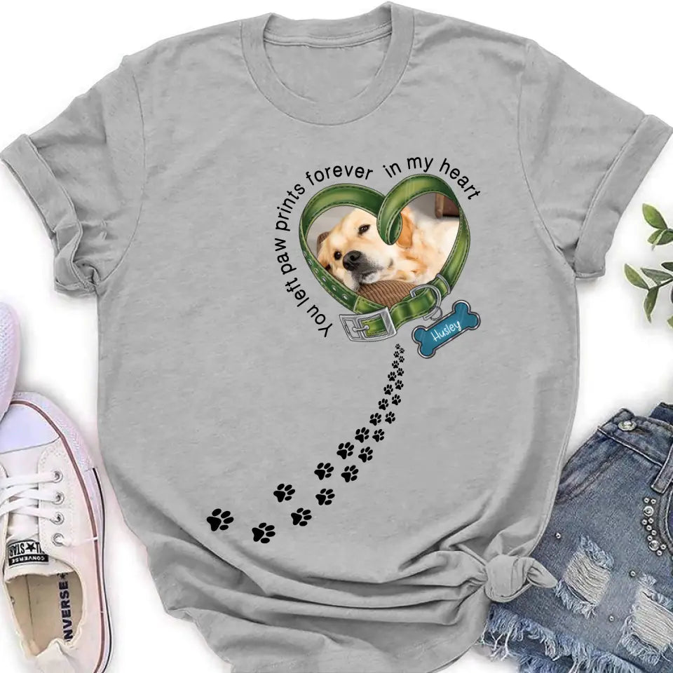 Personalized Dog Photo Shirt/Hoodie - Gift Idea For Dog Lover/Mother's Day/Father's Day - You Left Paw Prints Forever In My Heart