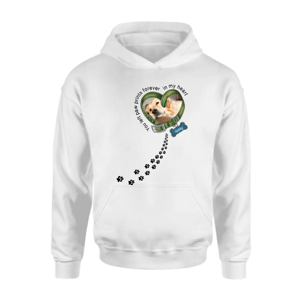 Personalized Dog Photo Shirt/Hoodie - Gift Idea For Dog Lover/Mother's Day/Father's Day - You Left Paw Prints Forever In My Heart