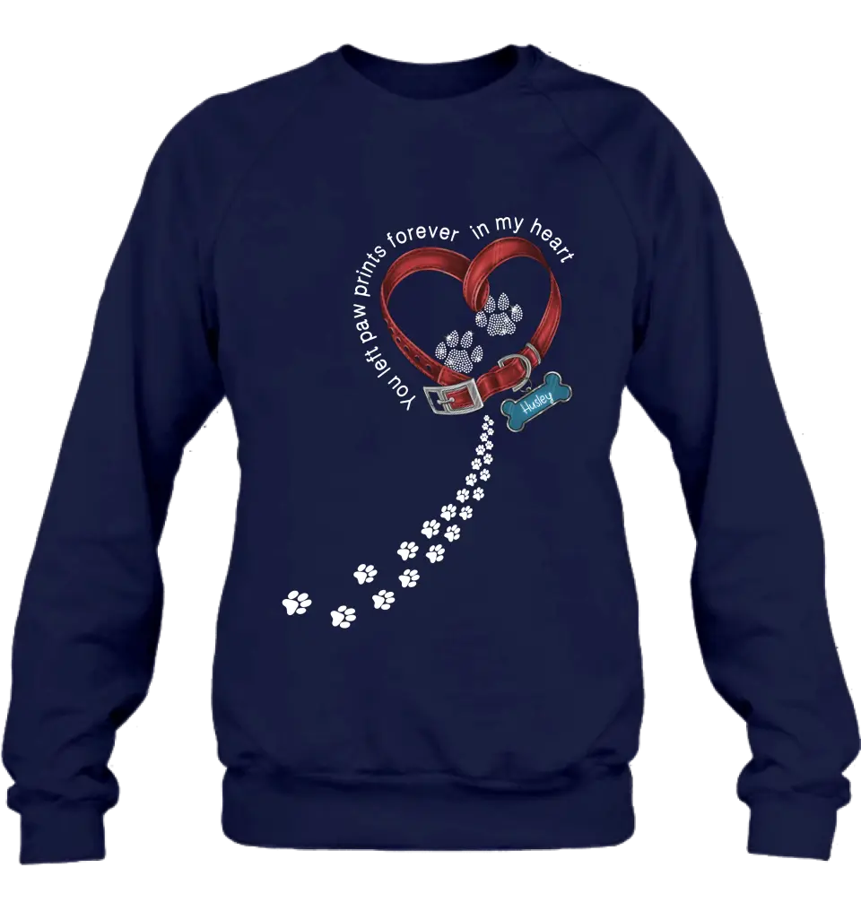 Personalized Dog Paw Prints T-shirt/Hoodie - Memorial Gift Idea For Dog Lover/Father's Day/Mother's Day - You Left Paw Prints Forever In My Heart