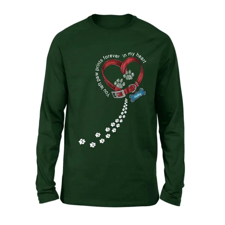 Personalized Dog Paw Prints T-shirt/Hoodie - Memorial Gift Idea For Dog Lover/Father's Day/Mother's Day - You Left Paw Prints Forever In My Heart