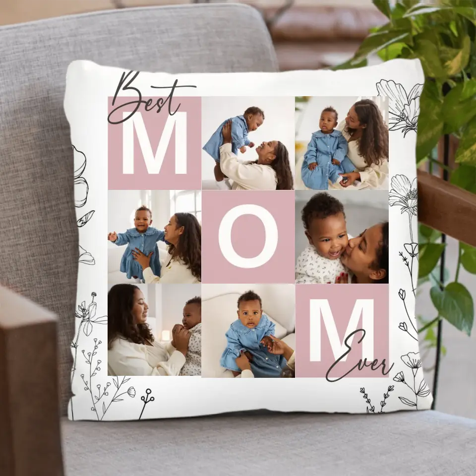 Personalized Upload Photo Pillow Cover - Upload Mom And Kid Photo - Gift Idea For Mother's Day - Best Mom Ever