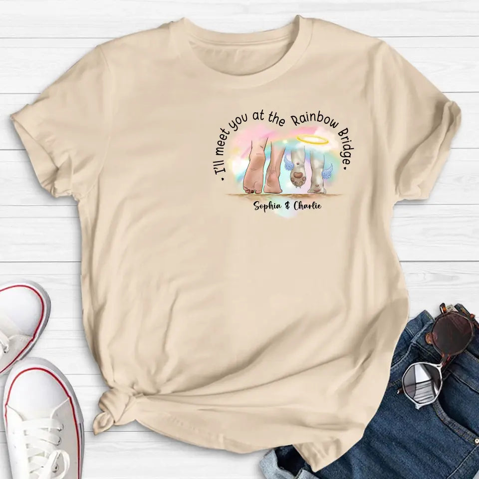 Personalized Memorial Dog T-shirt/Hoodie - Gift Idea For Dog Lover/Mother's Day/Father's Day - I'll Meet You At The Rainbow Bridge