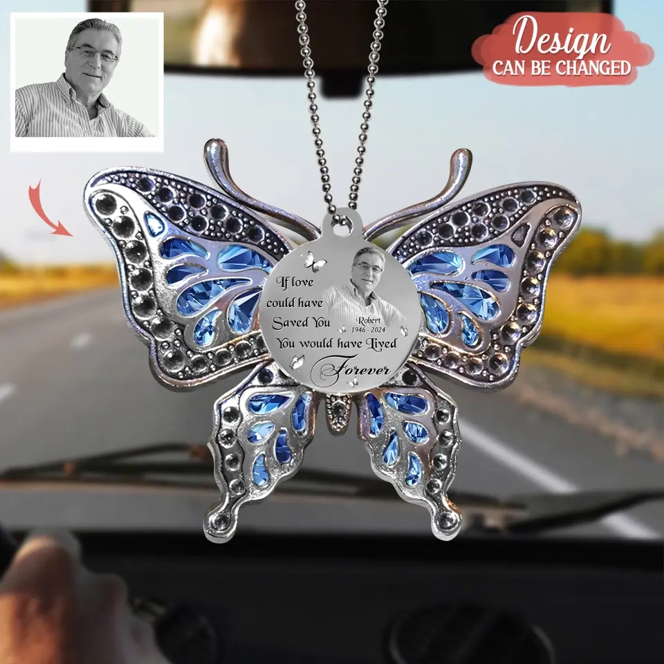 Personalized Pet Memorial Butterfly Aluminum Ornament - Upload Photo - Memorial Gift Idea For Pet Lovers - Your Wings Were Ready But My Heart Was Not