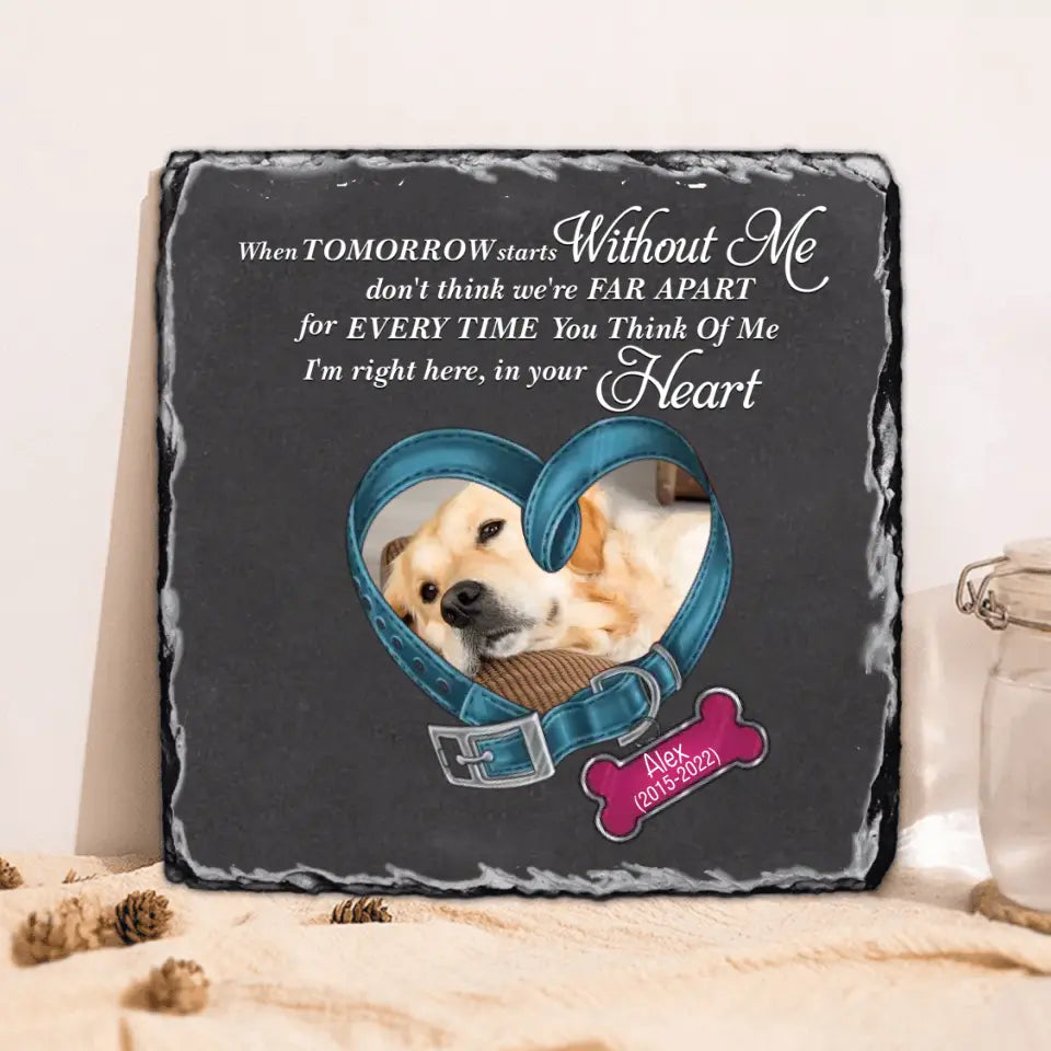 Personalized Memorial Photo Square Lithograph - Gift Idea For Pet Lover - I'm Right Here, In Your Heart