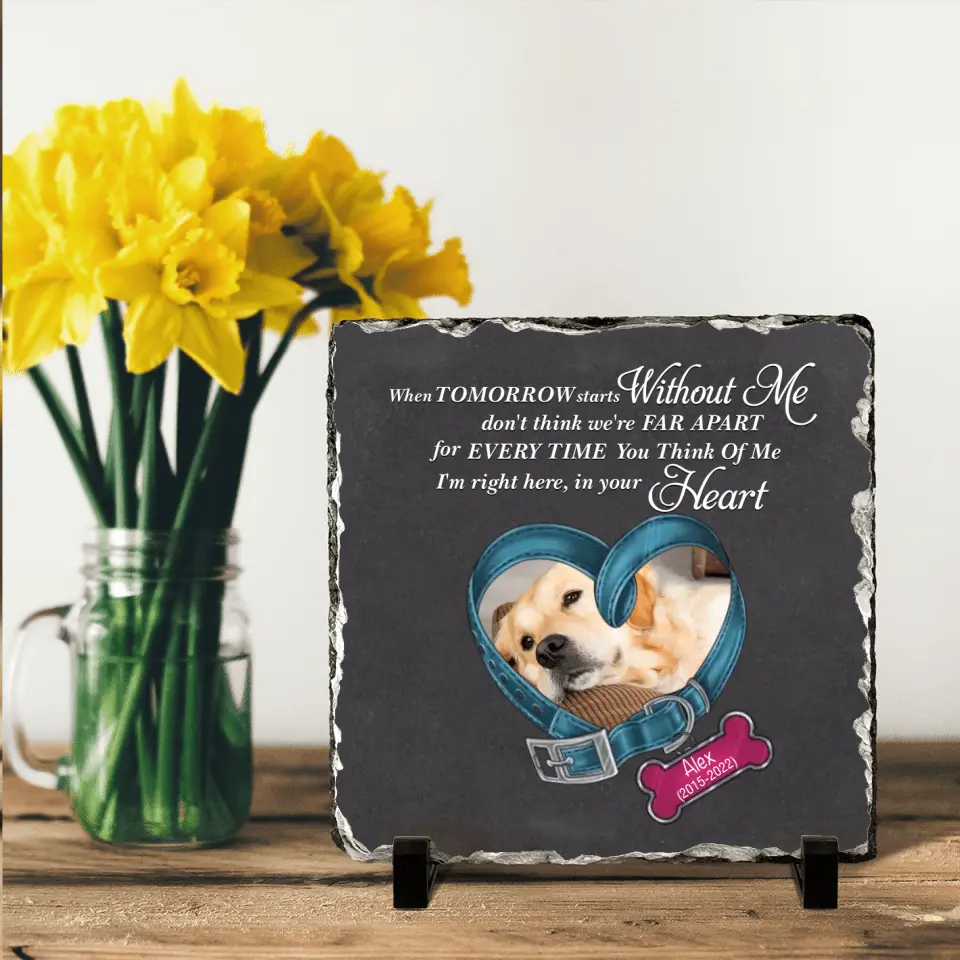 Personalized Memorial Photo Square Lithograph - Gift Idea For Pet Lover - I'm Right Here, In Your Heart