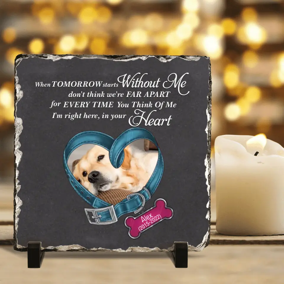 Personalized Memorial Photo Square Lithograph - Gift Idea For Pet Lover - I'm Right Here, In Your Heart