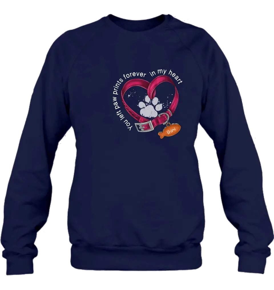Personalized Memorial Paw Prints Cat Collar Shirt/Hoodie - Gift Idea For Cat Lover/Mother's Day/Father's Day - You Left Paw Prints Forever In My Heart