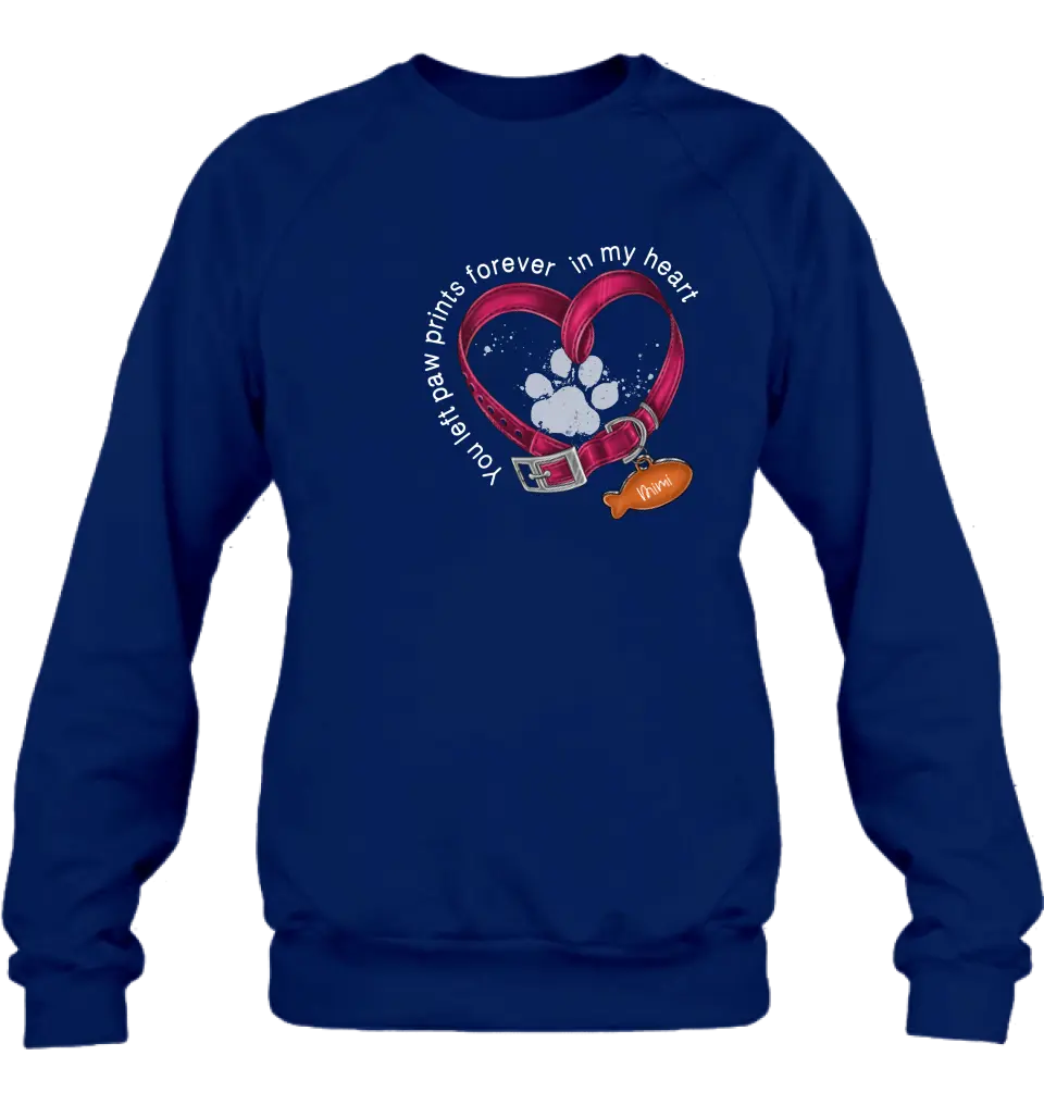 Personalized Memorial Paw Prints Cat Collar Shirt/Hoodie - Gift Idea For Cat Lover/Mother's Day/Father's Day - You Left Paw Prints Forever In My Heart