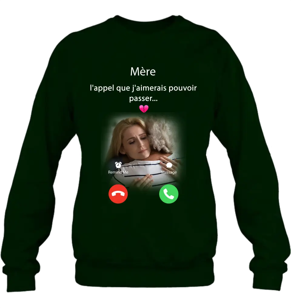 Sweat à capuche papa personnalisé - Télécharger une photo - Idée de cadeau commémoratif pour maman/papa - L'appel que j'aimerais pouvoir faire