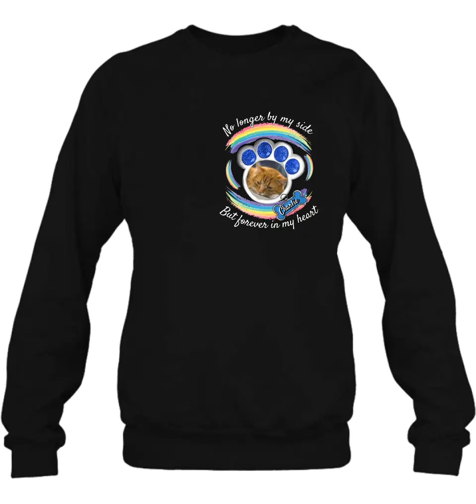 Personalized Memorial Pet Photo Shirt/Hoodie - Upload Photo - Gift Idea For Cat/Dog Lover/Mother's Day/Father's Day - No Longer By My Side But Forever In My Heart