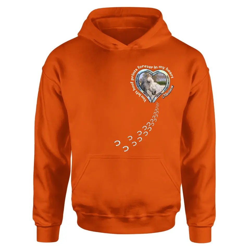 Personalized Horse Photo T-shirt/Hoodie - Gift Idea For Horse Lover/Mother's Day/Father's Day - You Left Hoof Prints Forever In My Heart