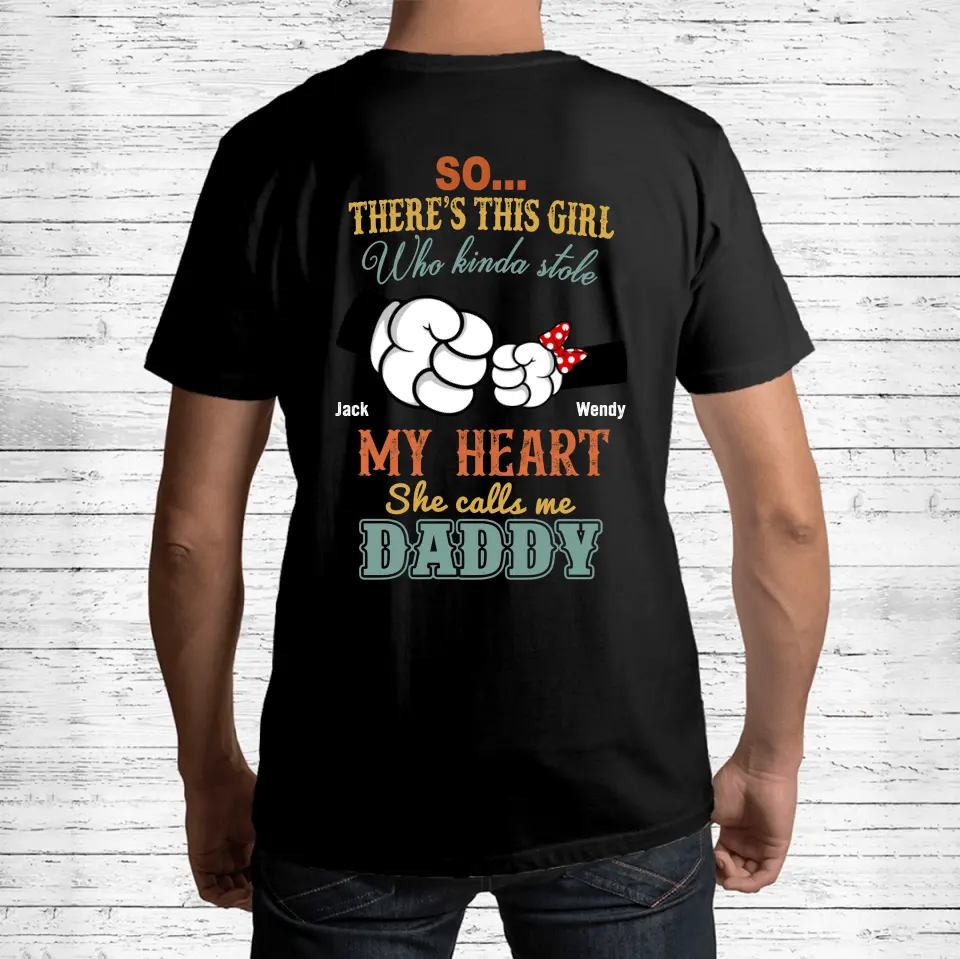 Personalized Dad/Kid T-shirt/Hoodie - Dad with up to 4 Kids - Father's Day Gift Idea - So There's This Girl Who Kinda Stole My Heart