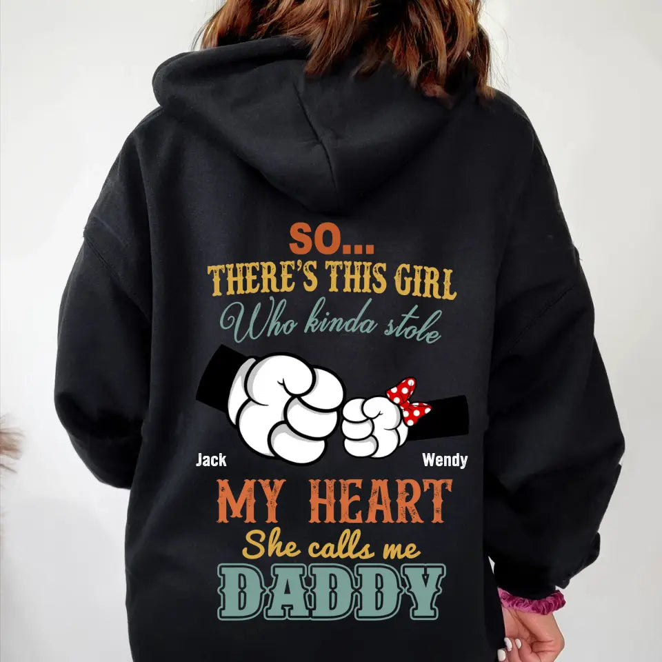 Personalized Dad/Kid T-shirt/Hoodie - Dad with up to 4 Kids - Father's Day Gift Idea - So There's This Girl Who Kinda Stole My Heart
