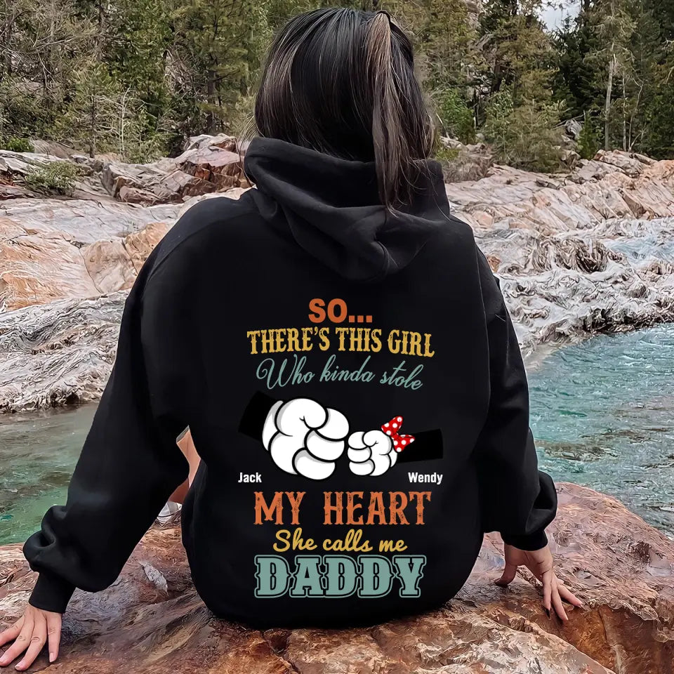 Personalized Dad/Kid T-shirt/Hoodie - Dad with up to 4 Kids - Father's Day Gift Idea - So There's This Girl Who Kinda Stole My Heart