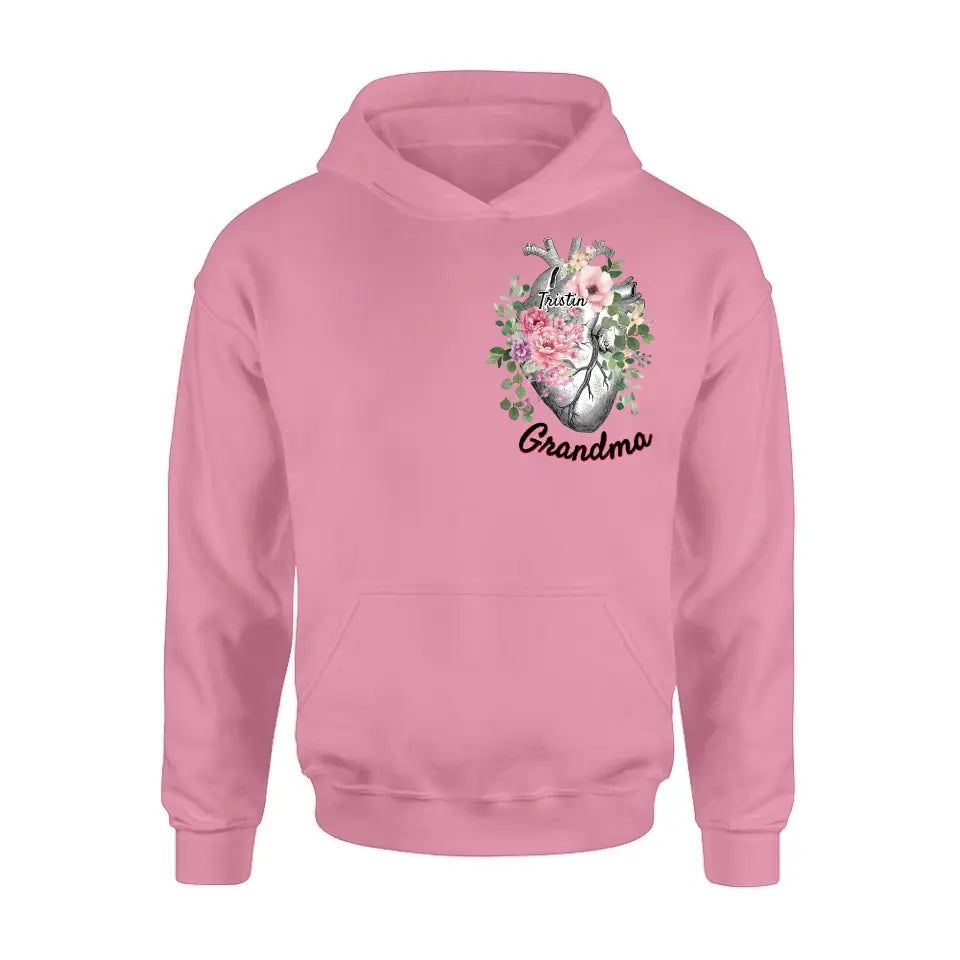 Personalized Spring Floral Heart Shirt/Hoodie - Up to 10 Kids - Mother's Day Gift Idea for Mom/Grandma - Grandma